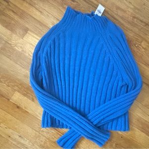 Blue American Eagle Cropped Cable Knit Sweater